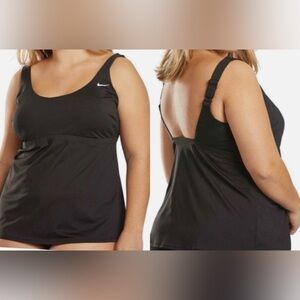 NWOT Nike Essential Scoop Neck Tankini Top in Black - Size 1X